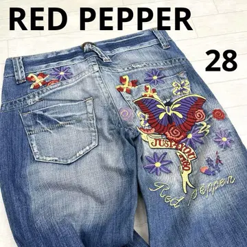 유162 REDPEPPER 부츠컷 데님 팬츠 플레어 데님 자수