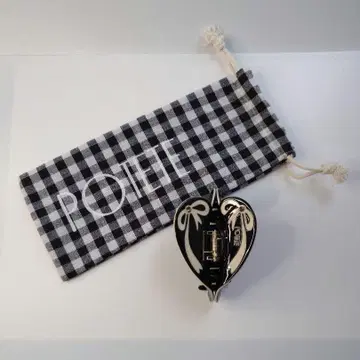 [새상품 미사용] POTETE ribbon heart clip black