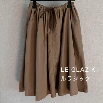 LE GLAZIK 브라운 플레어 스커트 르 글라지크 스커트 여성용