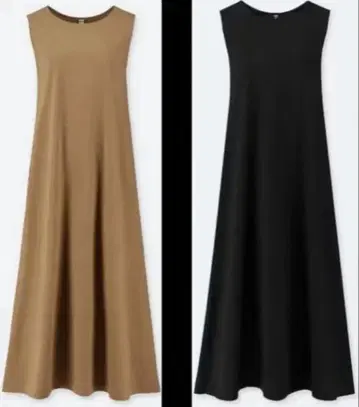 UNIQLO 머서라이즈 코튼 A라인 롱 원피스 M 2벌 세트