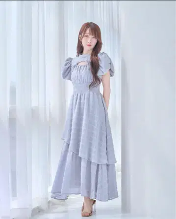 로제 뮤즈 Jacquard check dress gray