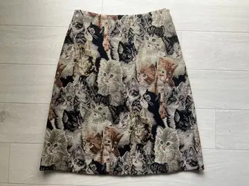 W-closet 올 패턴 고양이 패턴 미디 스커트