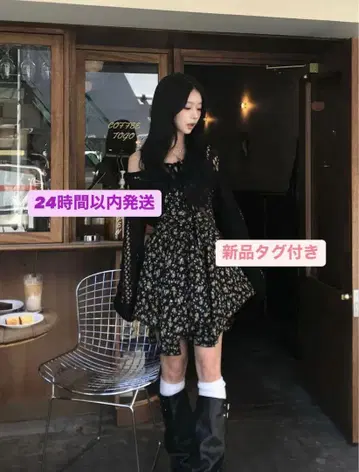 emmy 언밸런스 헴 플라워 미니 원피스