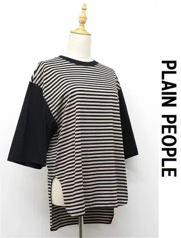 B506/새상품급 PLAIN PEOPLE 셔츠 7부 소매 보더 2