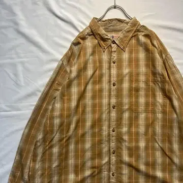 FADED GLORY BD 셔츠 3XL 카키 체크 옴브레 올드