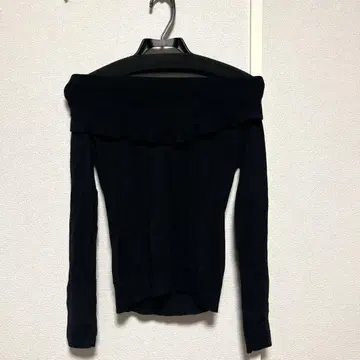 DKNY 울 100% 오프숄더 니트 티셔츠 블랙 [ S ]