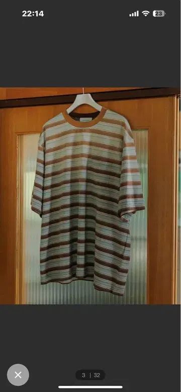 페이드 가공 하프 슬리브 보더 티셔츠