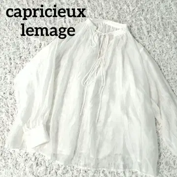 capricieux lemage 시어 블라우스 리본 화이트 시스루