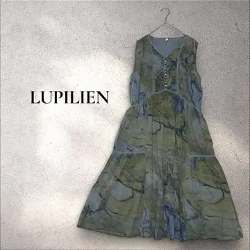 LUPILLIEN 마블 염색 슬리브리스 원피스 안감, 포켓 있음