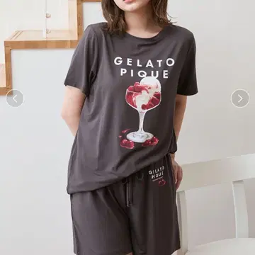 젤라또피케 COOL 레이온 디저트 로고 숏팬츠 차콜 그레이