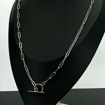 빈티지 롱 체인 실버 목걸이 토글