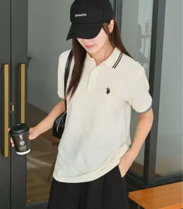U.S. POLO ASSN. 별주 라인 피케 셔츠 아이보리 S