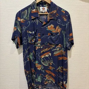 새상품급 Dickies 레이온 아로하 셔츠 M 네이비