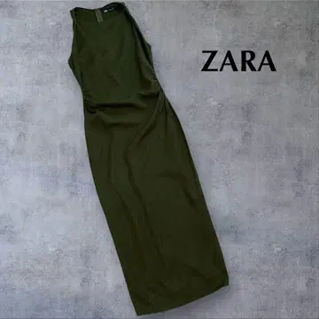 ZARA 린넨 혼방 사이드 개더 슬리브리스 원피스