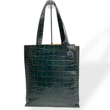 새상품급 FURLA 훌라 토트백 숄더 악어 엠보싱 가죽 그린