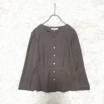 워셔블 V넥 페플럼 블라우스 M 내추럴 뷰티 베이직 브라운