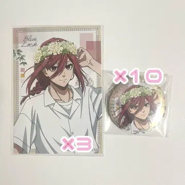 블루 록 flower crown 특전 브로마이드 캔뱃지 치기리 효마