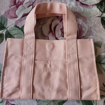 핑크하우스 안쪽 꽃 딸기 토트백