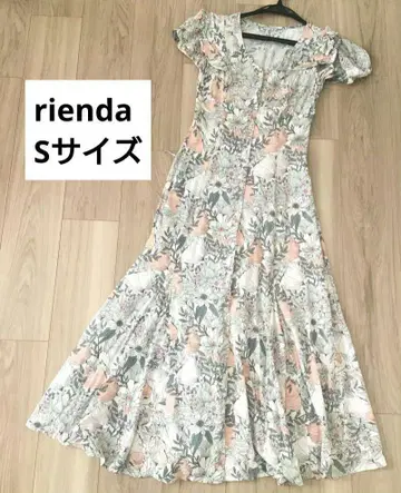 rienda 리엔다 반팔 플레어 롱 원피스 꽃무늬 A라인 S 사이즈