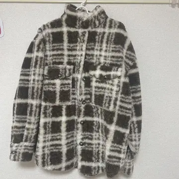 플리스 체크 무늬 자켓