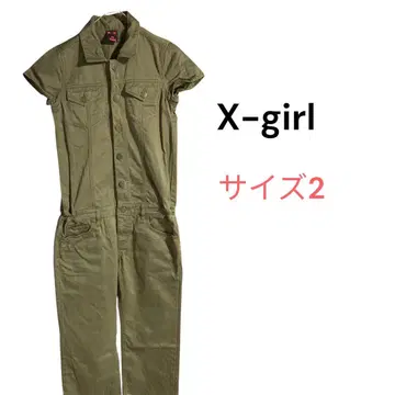 [ X-girl ] 엑스걸 올인원 데님 카키 그린 사이즈 2