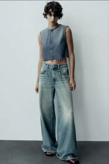 zara trf super wide leg low rise