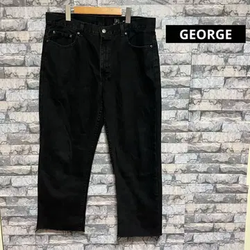 GEORGE 페이드 블랙 데님 팬츠 컷오프 36 x 32