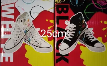 Chupa Chups 스니커즈 화이트 블랙 25cm 2족 세트.
