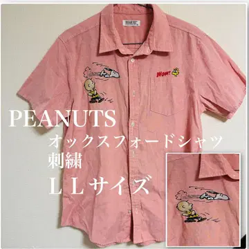 [인기] PEANUTS 캐릭터 자수 반팔 셔츠 LL 사이즈