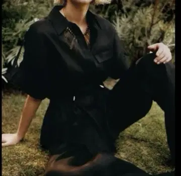 미사용품! ZARA 린넨 100% 셔츠 L 사이즈 블랙