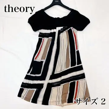 Theory 기하학 패턴 스트라이프 반팔 튜닉 원피스 사이즈 2