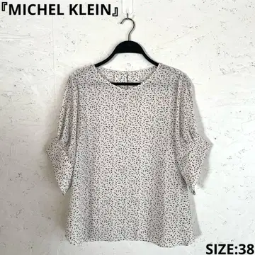 [ MICHEL KLEIN ] 랜덤 프린트 5부 소매 블라우스 V넥 38