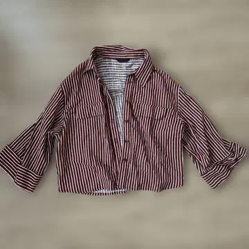 ZARA 스트라이프 셔츠 린넨 혼방 스트라이프 셔츠 테라코타