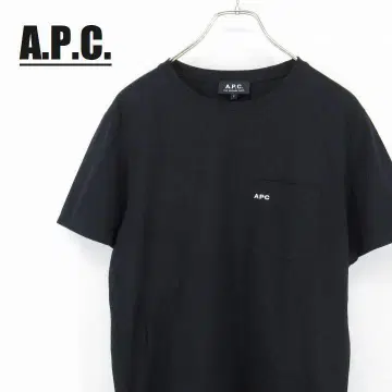 아페쎄 포켓 티셔츠 자수 로고 S 블랙 반팔 APC