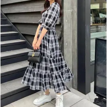 herlipto Bergamo Plaid Tiered Long Dress