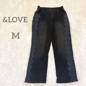 &러브 레이스 프린트 크롭 팬츠 블랙 M 앤드러브