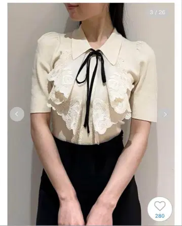 snidel 러플 자수 니트 풀오버 CRM