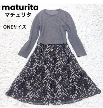 새상품급 maturita 마추리타 도킹 원피스 그레이/다크 브라운