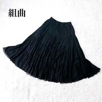 KUMIKYOKU 쿠미쿄쿠 코튼 티어드 롱 스커트 플레어 블랙 2