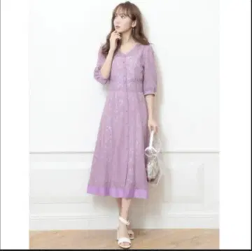 아푸와이저리치 세로 레이스 2WAY 원피스 퍼플