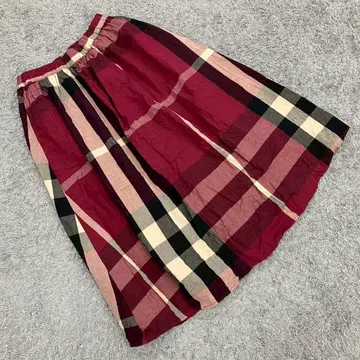 HEART MARKET 플레어 스커트 롱 체크 크림슨(F)