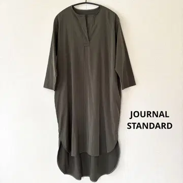 JOURNAL STANDARD 7부 소매 원피스 스키퍼 옷깃 아쉬 카키