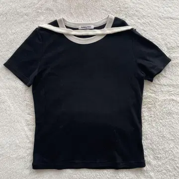 FUMIKA UCHIDA TRIMMED DOUBLE-NECK TEE