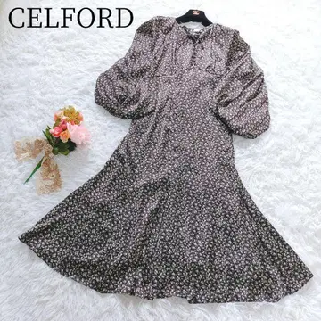 [CELFORD/셀포드] 롱 원피스 꽃무늬 플레어 볼륨 소매