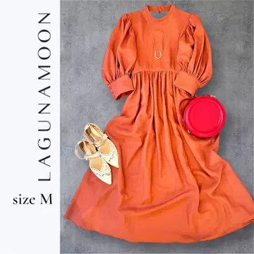 [ 새상품급 ] LAGUNAMOON 롱 원피스 M 벌룬 소매 테라코타