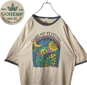 GO HEMP FESTIVAL 고헴프 링거 넥 티셔츠 빅 사이즈