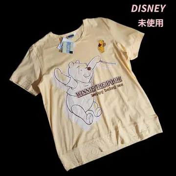 DISNEY 곰돌이 푸 자수 부분 도트 무늬 프린트 티셔츠 라이트 오렌지