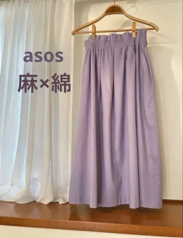 미사용 새상품 asos 스커트 린넨 x 면 등나무색 라일락