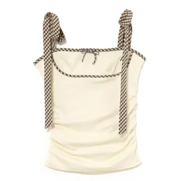 andmary Alice check ribbon tops ivory