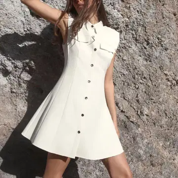 ZARA 크레이프 미니 원피스 XS 에크루